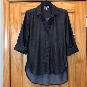 Cloth & Stone Hi-Low Shirttail Hem Button Down Chambray Tencel Shirt